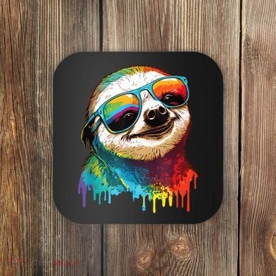 Sloth Colorful Sloth Outfit Sloth Lover Coaster