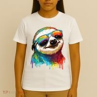Sloth Colorful Sloth Outfit Sloth Lover T-Shirt thumb 4