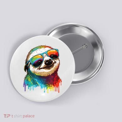 Sloth Colorful Sloth Outfit Sloth Lover Button