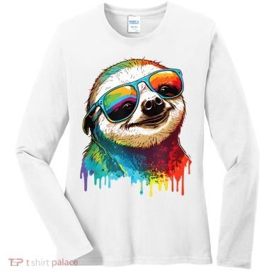 Sloth Colorful Sloth Outfit Sloth Lover Women's Long Sleeve Shirt