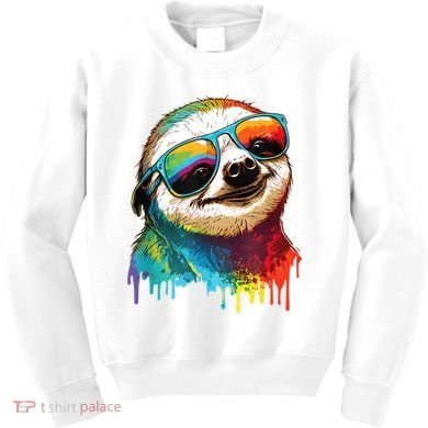 Sloth Colorful Sloth Outfit Sloth Lover Kids Sweatshirt