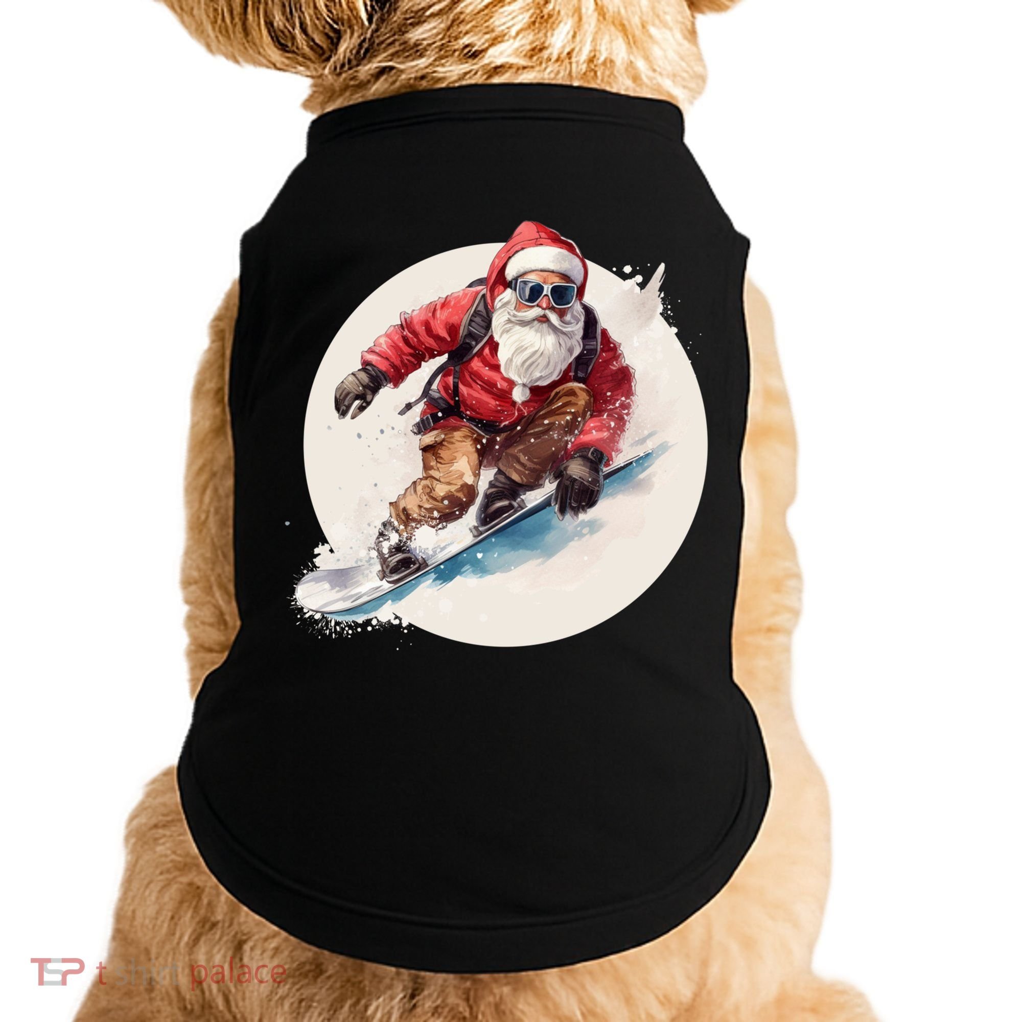 Snowboarding Christmas Santa Claus Snowboarder Winter Sport Gift Doggie Tank