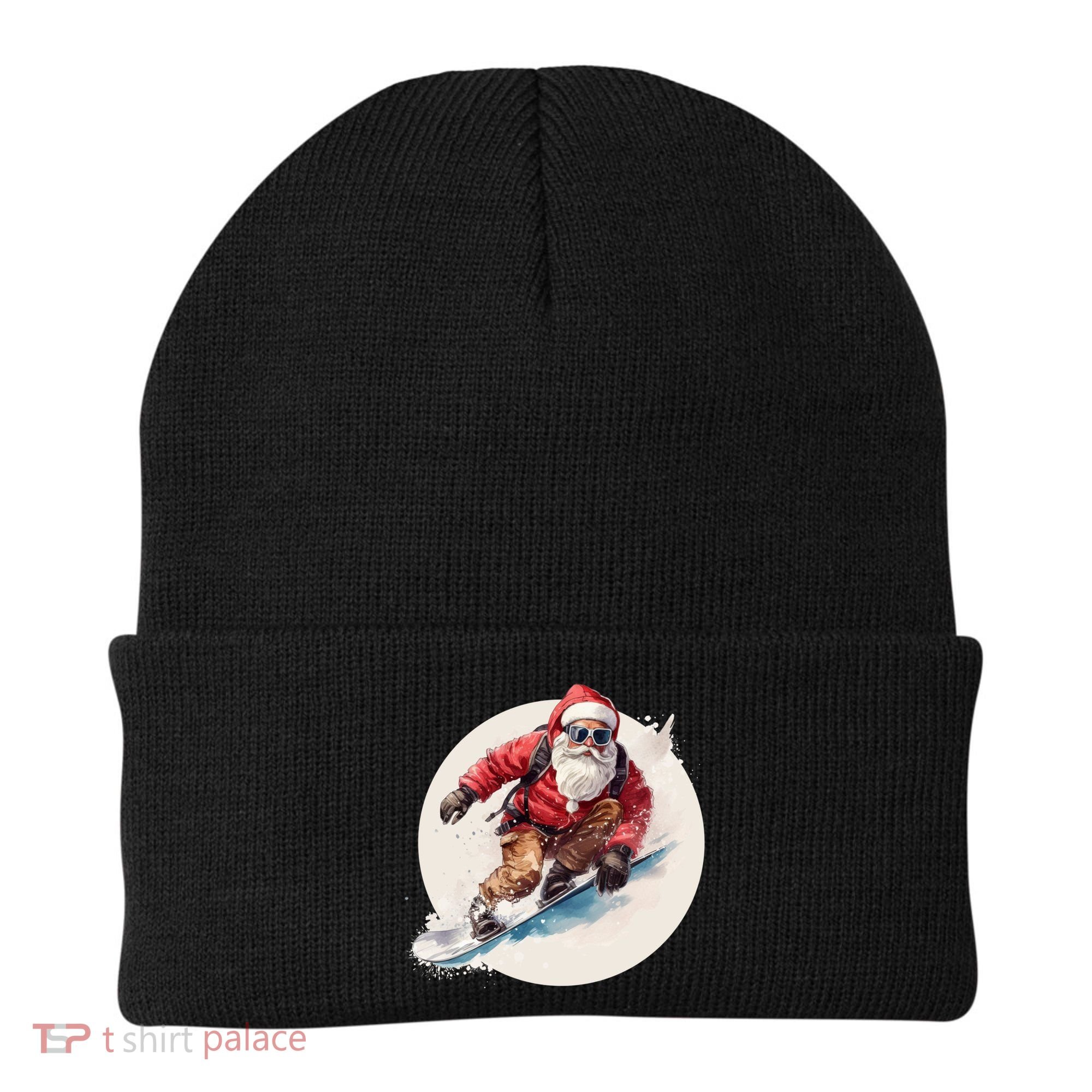 Snowboarding Christmas Santa Claus Snowboarder Winter Sport Gift Beanie