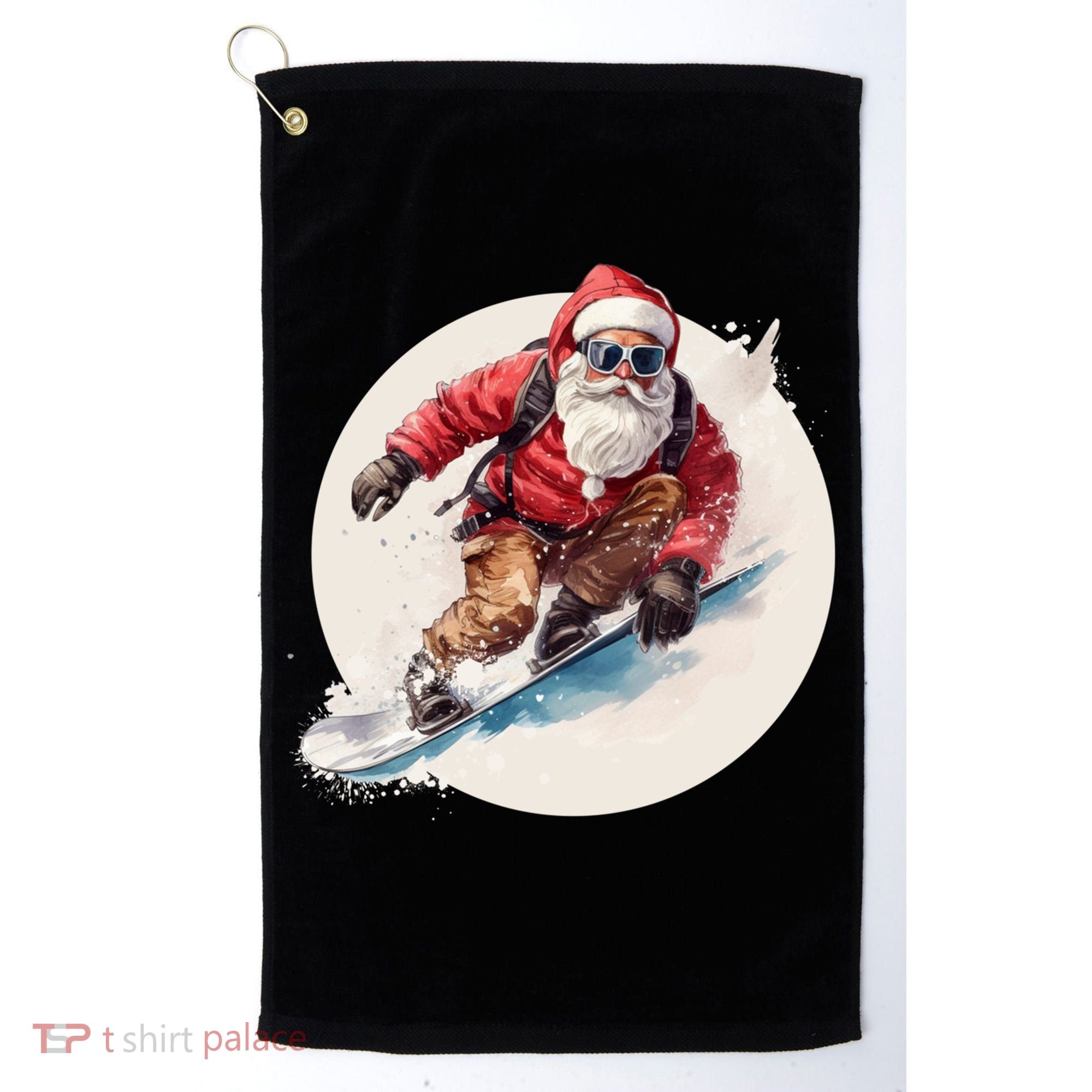 Snowboarding Christmas Santa Claus Snowboarder Winter Sport Gift Golf Towel