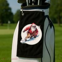 Snowboarding Christmas Santa Claus Snowboarder Winter Sport Gift Golf Towel thumb 2