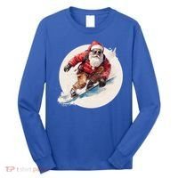 Snowboarding Christmas Santa Claus Snowboarder Winter Sport Gift Long Sleeve Shirt thumb 0
