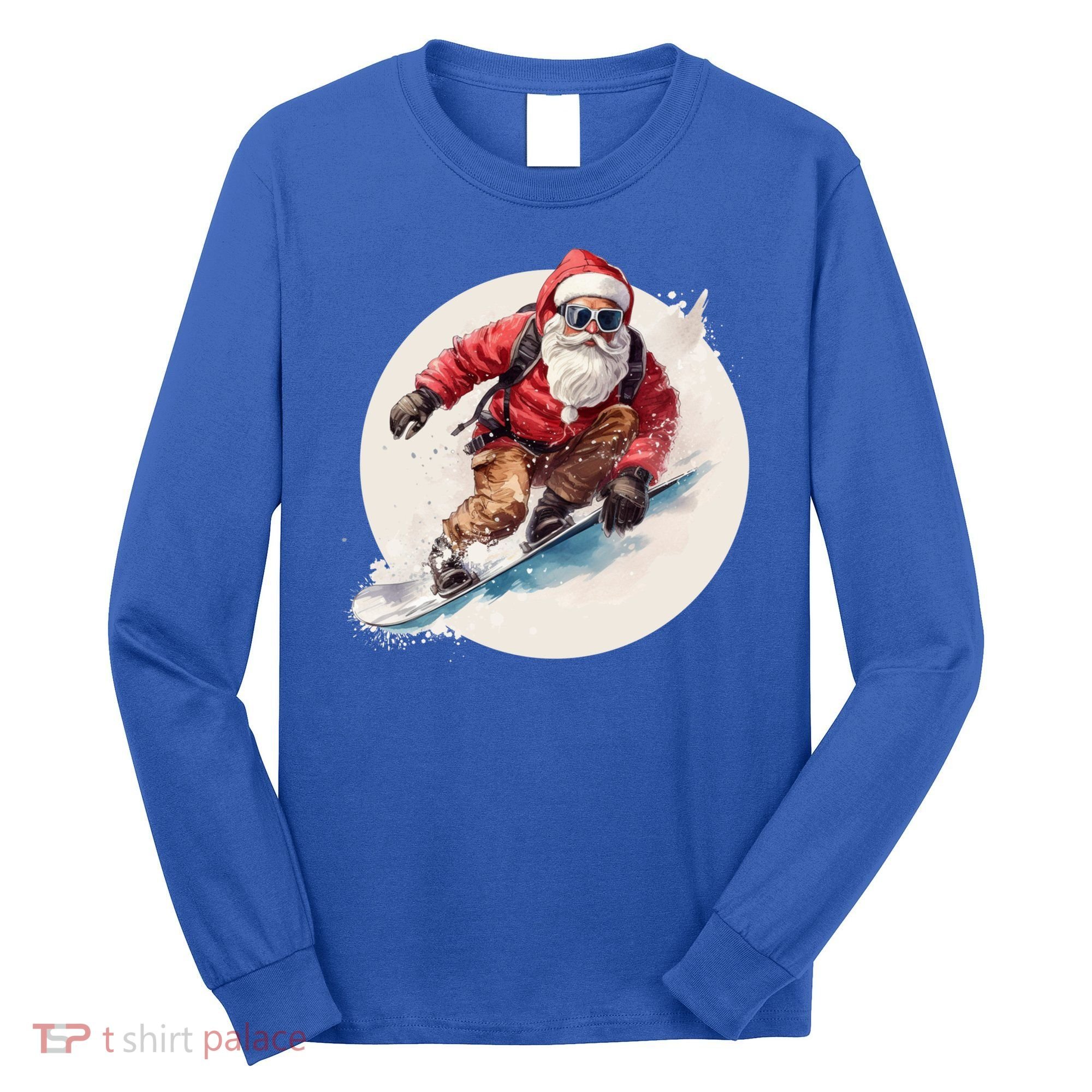Snowboarding Christmas Santa Claus Snowboarder Winter Sport Gift Long Sleeve Shirt