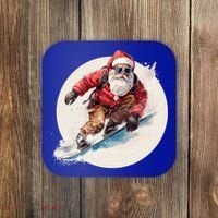 Snowboarding Christmas Santa Claus Snowboarder Winter Sport Gift Coaster thumb 0