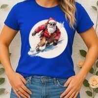 Snowboarding Christmas Santa Claus Snowboarder Winter Sport Gift Women's T-Shirt thumb 2