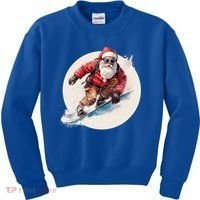 Snowboarding Christmas Santa Claus Snowboarder Winter Sport Gift Kids Sweatshirt thumb 0