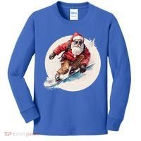Snowboarding Christmas Santa Claus Snowboarder Winter Sport Gift Kids Long Sleeve Shirt thumb 0