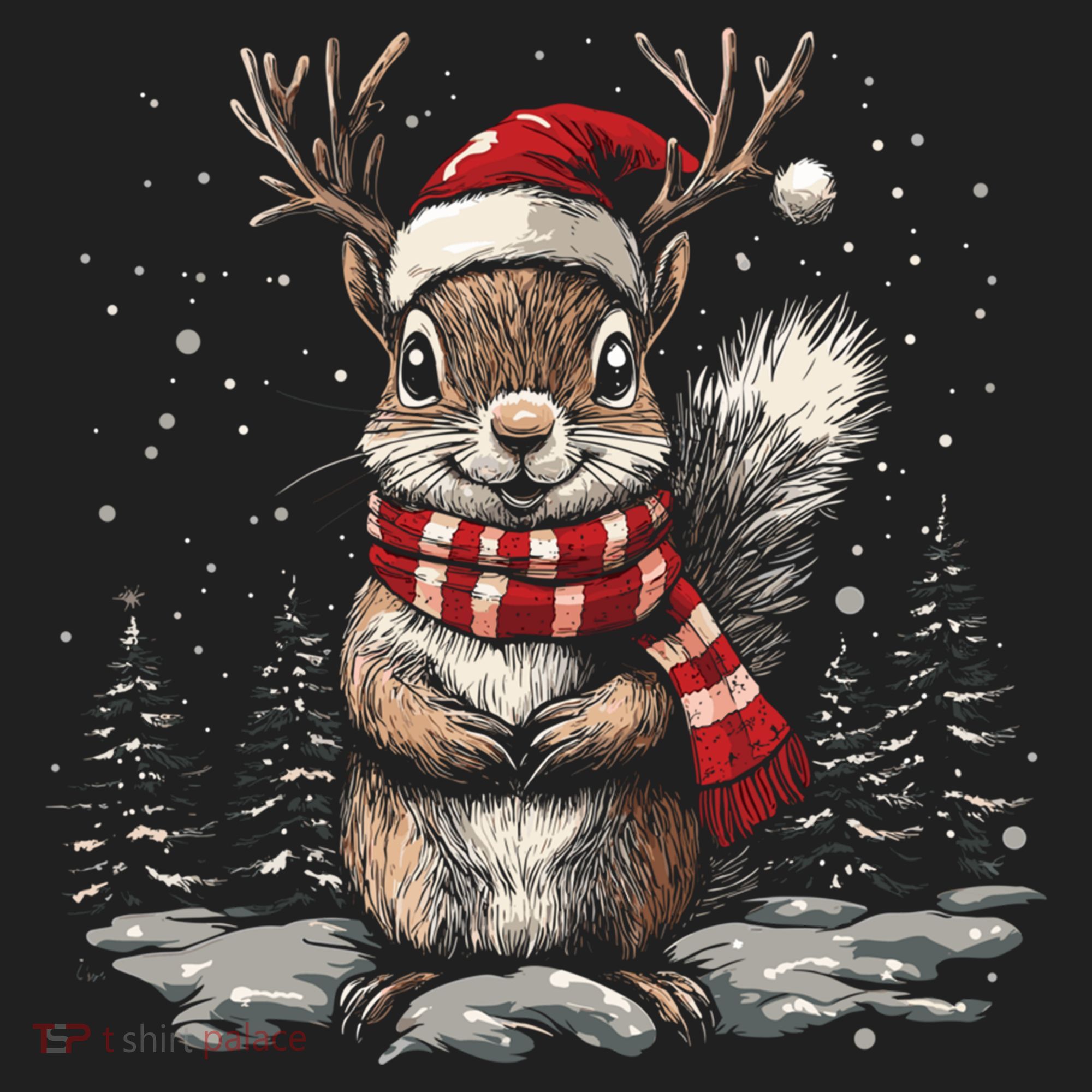 Squirrel Christmas Santa Hat Pajama Funny Squirrel Xmas Gift Women's Sweatshirt