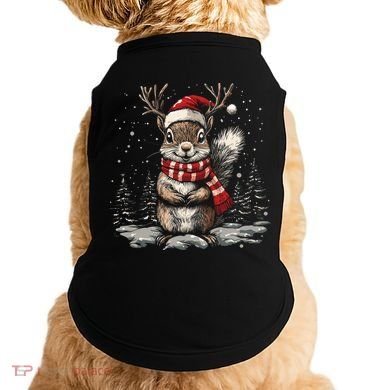 Squirrel Christmas Santa Hat Pajama Funny Squirrel Xmas Gift Doggie Tank