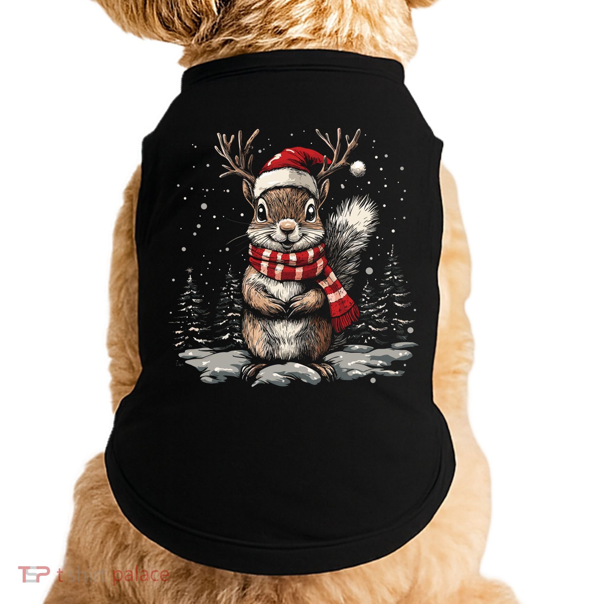 Squirrel Christmas Santa Hat Pajama Funny Squirrel Xmas Gift Doggie Tank