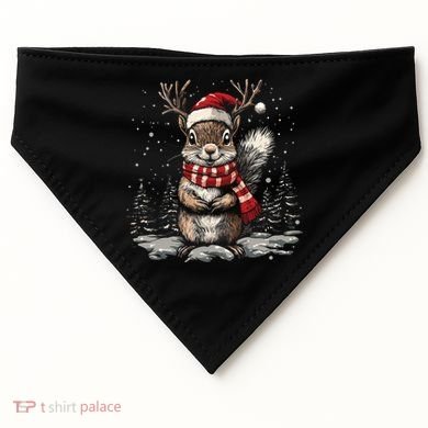 Squirrel Christmas Santa Hat Pajama Funny Squirrel Xmas Gift USA-Made Doggie Bandana