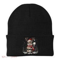 Squirrel Christmas Santa Hat Pajama Funny Squirrel Xmas Gift Beanie thumb 0
