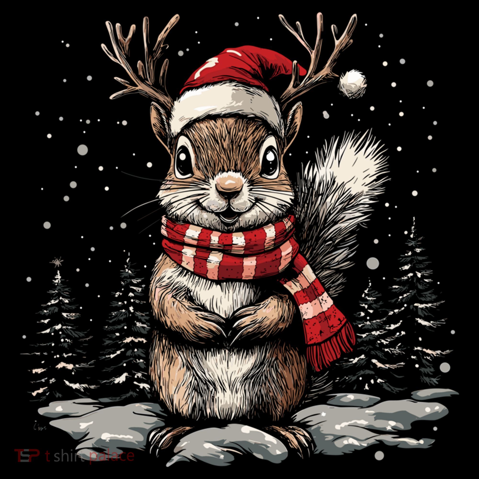 Squirrel Christmas Santa Hat Pajama Funny Squirrel Xmas Gift Women's Hoodie