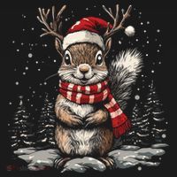 Squirrel Christmas Santa Hat Pajama Funny Squirrel Xmas Gift Ornament thumb 1