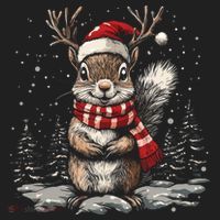 Squirrel Christmas Santa Hat Pajama Funny Squirrel Xmas Gift Golf Towel thumb 3
