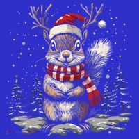 Squirrel Christmas Santa Hat Pajama Funny Squirrel Xmas Gift Long Sleeve Shirt thumb 2