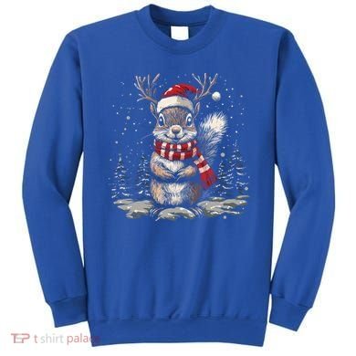 Squirrel Christmas Santa Hat Pajama Funny Squirrel Xmas Gift Sweatshirt
