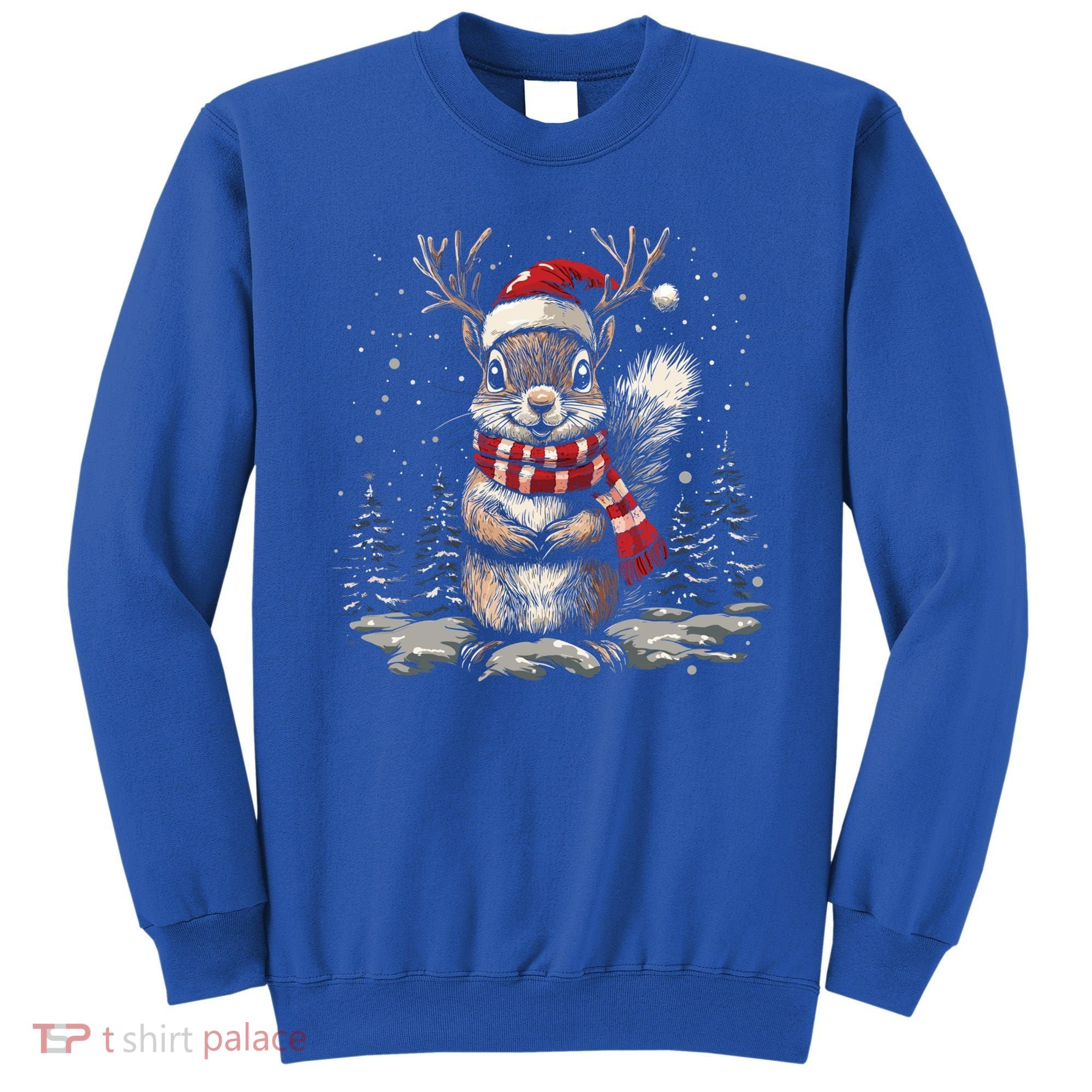 Squirrel Christmas Santa Hat Pajama Funny Squirrel Xmas Gift Sweatshirt