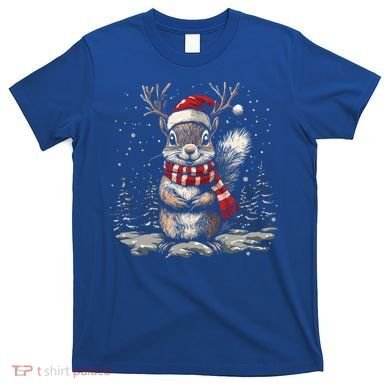 Squirrel Christmas Santa Hat Pajama Funny Squirrel Xmas Gift T-Shirt