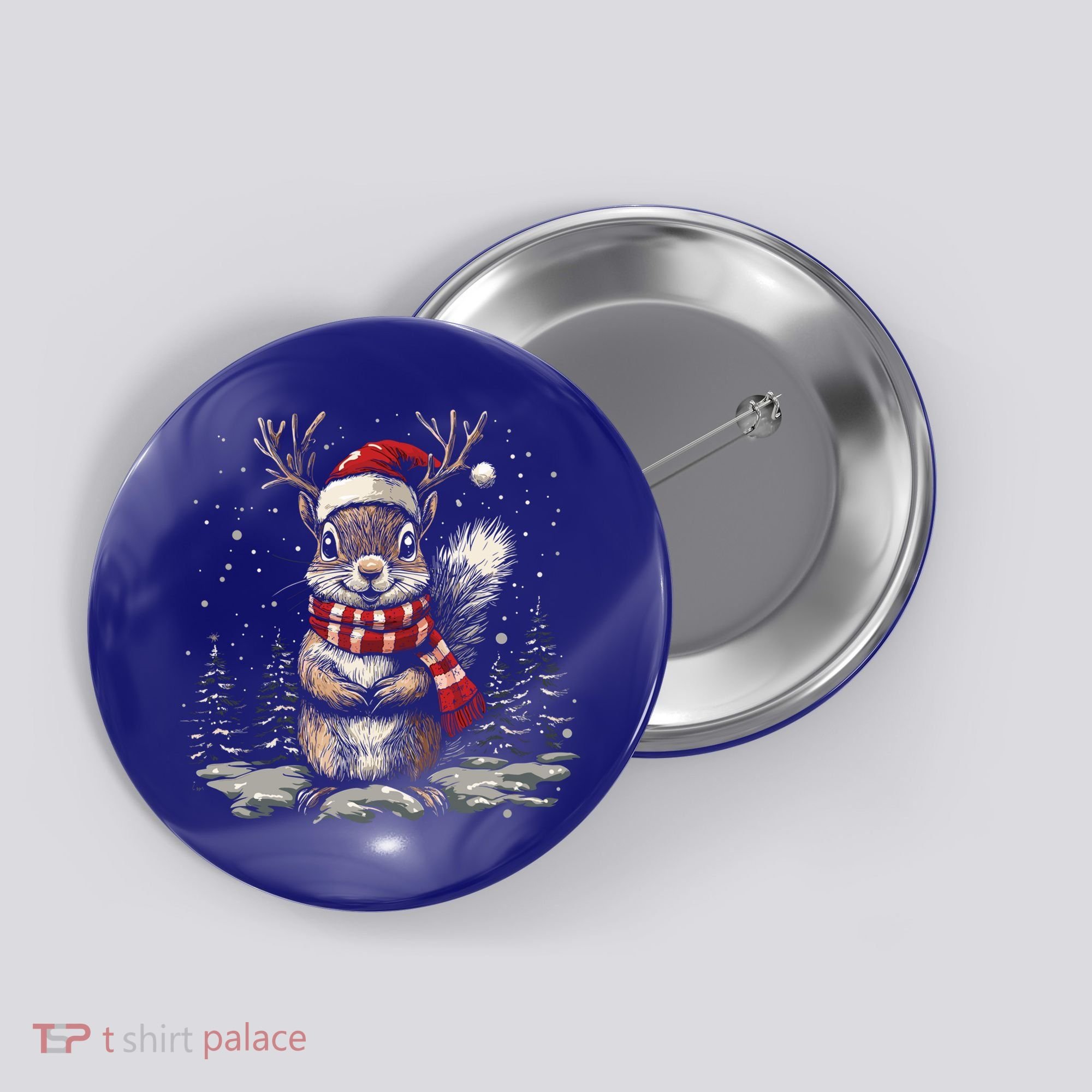 Squirrel Christmas Santa Hat Pajama Funny Squirrel Xmas Gift Button