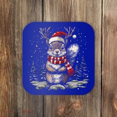 Squirrel Christmas Santa Hat Pajama Funny Squirrel Xmas Gift Coaster
