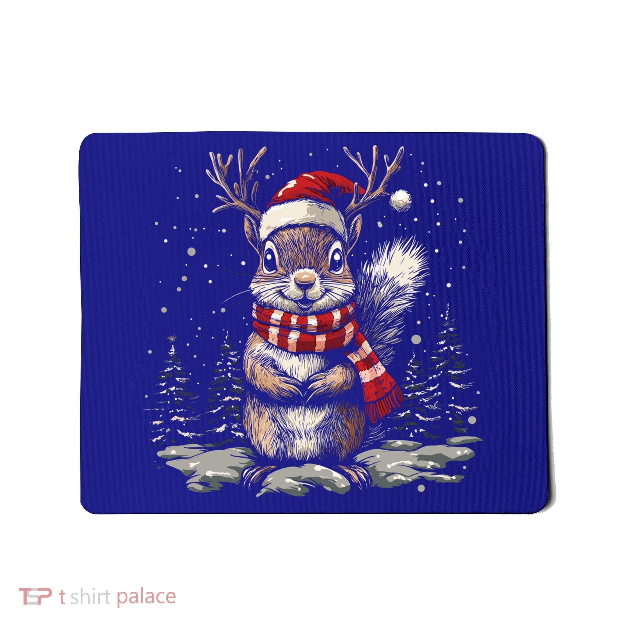 Squirrel Christmas Santa Hat Pajama Funny Squirrel Xmas Gift Mousepad