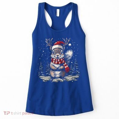 Squirrel Christmas Santa Hat Pajama Funny Squirrel Xmas Gift Women's Tank Top