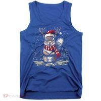 Squirrel Christmas Santa Hat Pajama Funny Squirrel Xmas Gift Tank Top thumb 0