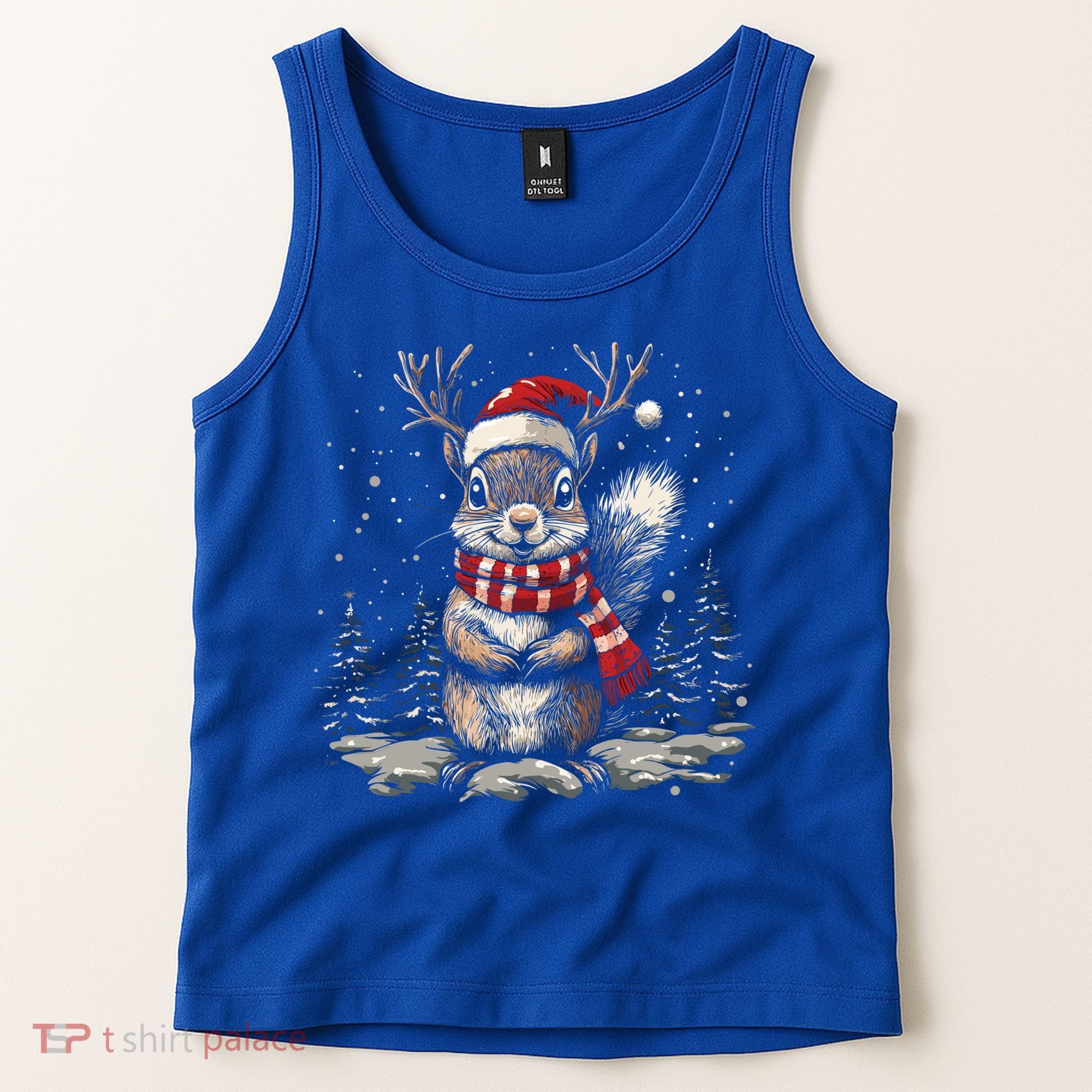 Squirrel Christmas Santa Hat Pajama Funny Squirrel Xmas Gift Tank Top