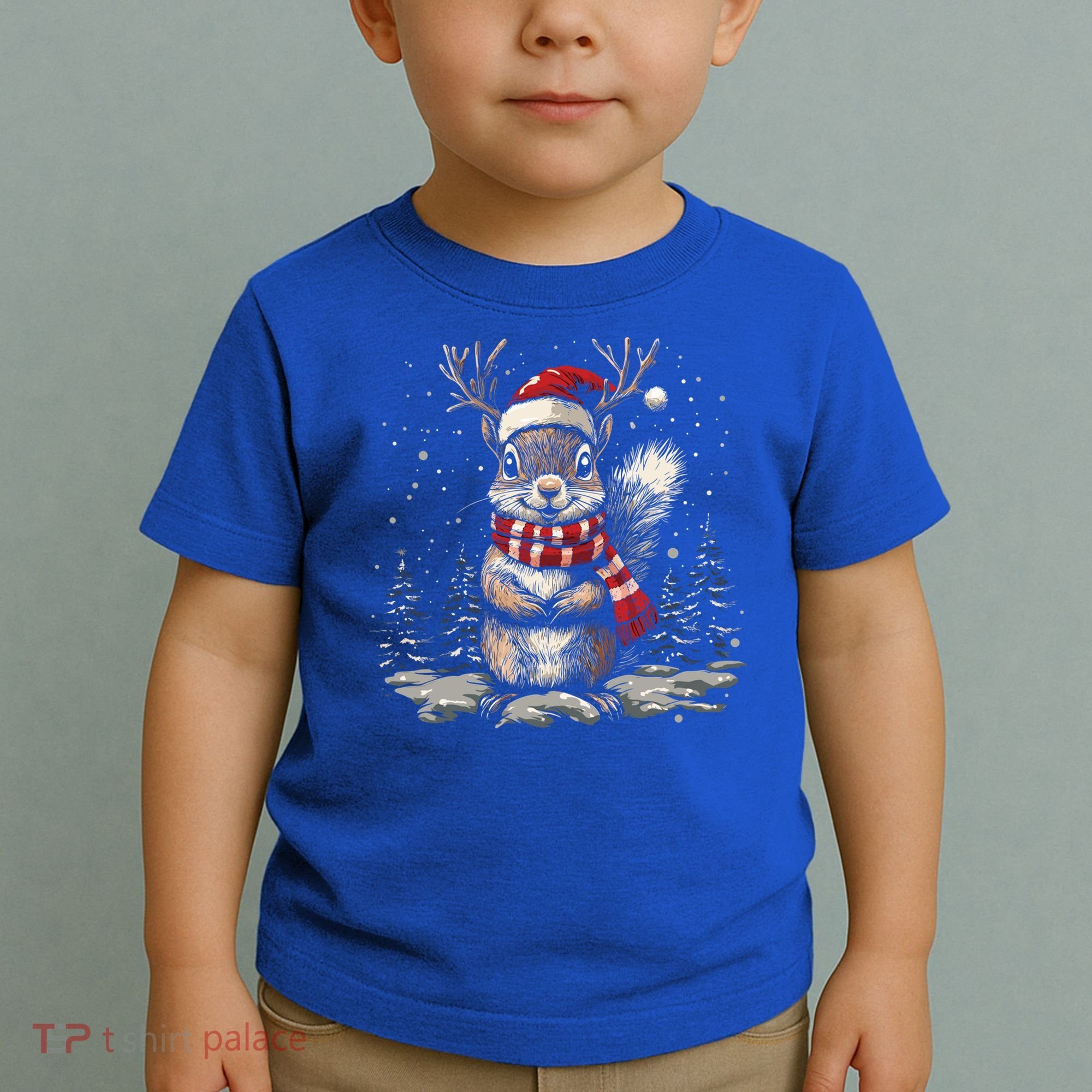Squirrel Christmas Santa Hat Pajama Funny Squirrel Xmas Gift Toddler T-Shirt