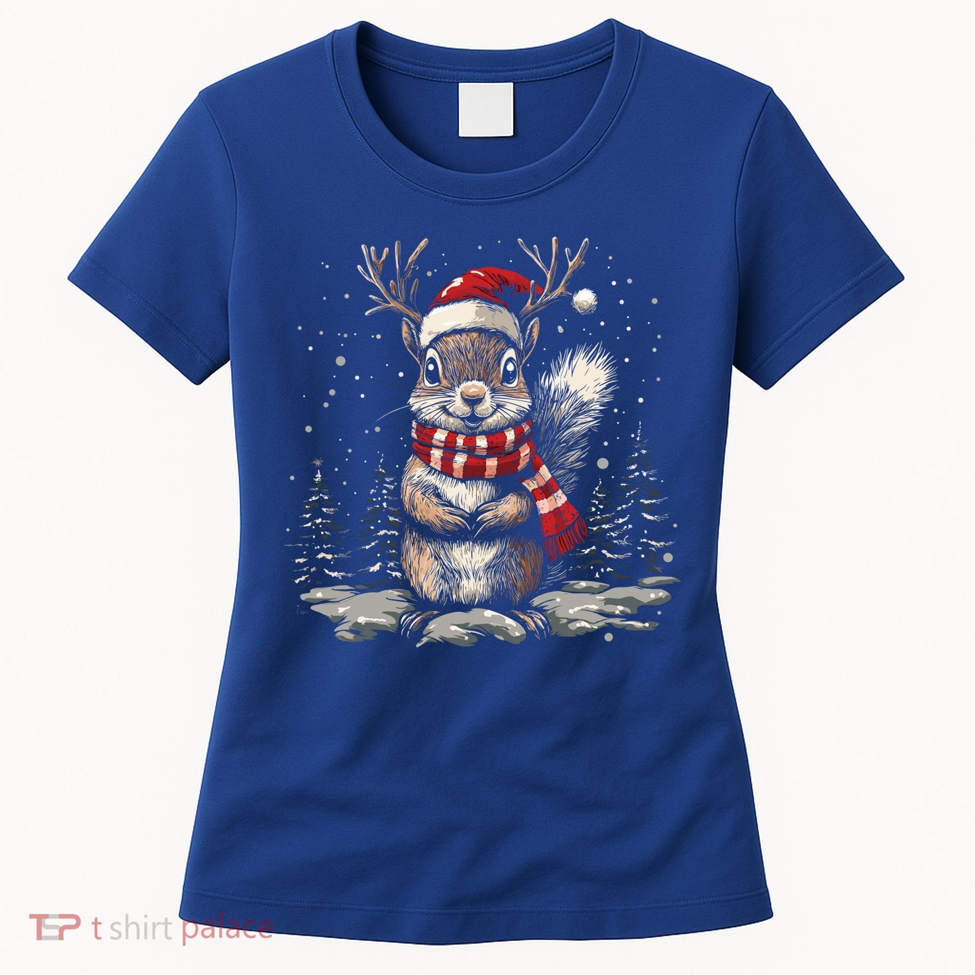 Squirrel Christmas Santa Hat Pajama Funny Squirrel Xmas Gift Women's T-Shirt