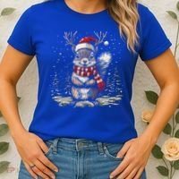Squirrel Christmas Santa Hat Pajama Funny Squirrel Xmas Gift Women's T-Shirt thumb 2