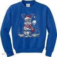 Squirrel Christmas Santa Hat Pajama Funny Squirrel Xmas Gift Kids Sweatshirt thumb 0