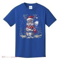 Squirrel Christmas Santa Hat Pajama Funny Squirrel Xmas Gift Kids T-Shirt thumb 0