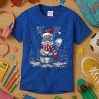 Squirrel Christmas Santa Hat Pajama Funny Squirrel Xmas Gift Kids T-Shirt thumb 3