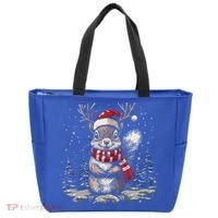 Squirrel Christmas Santa Hat Pajama Funny Squirrel Xmas Gift Tote Bag thumb 0