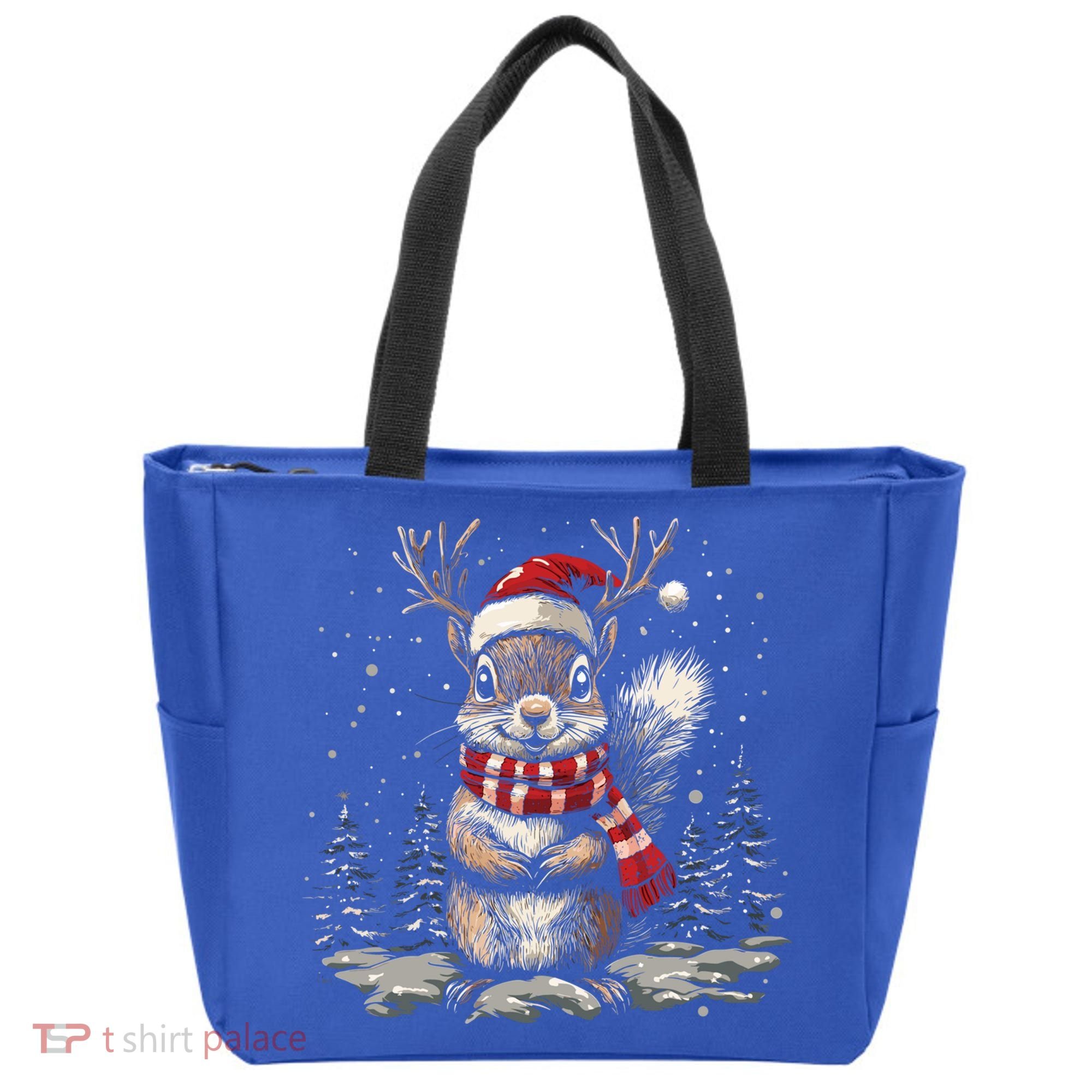 Squirrel Christmas Santa Hat Pajama Funny Squirrel Xmas Gift Tote Bag