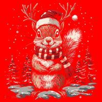 Squirrel Christmas Santa Hat Pajama Funny Squirrel Xmas Gift Santa Hat thumb 1