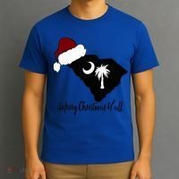 South Carolina Sc Merry Christmas Yall T-Shirt thumb 3
