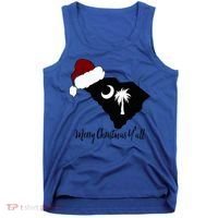 South Carolina Sc Merry Christmas Yall Tank Top thumb 0