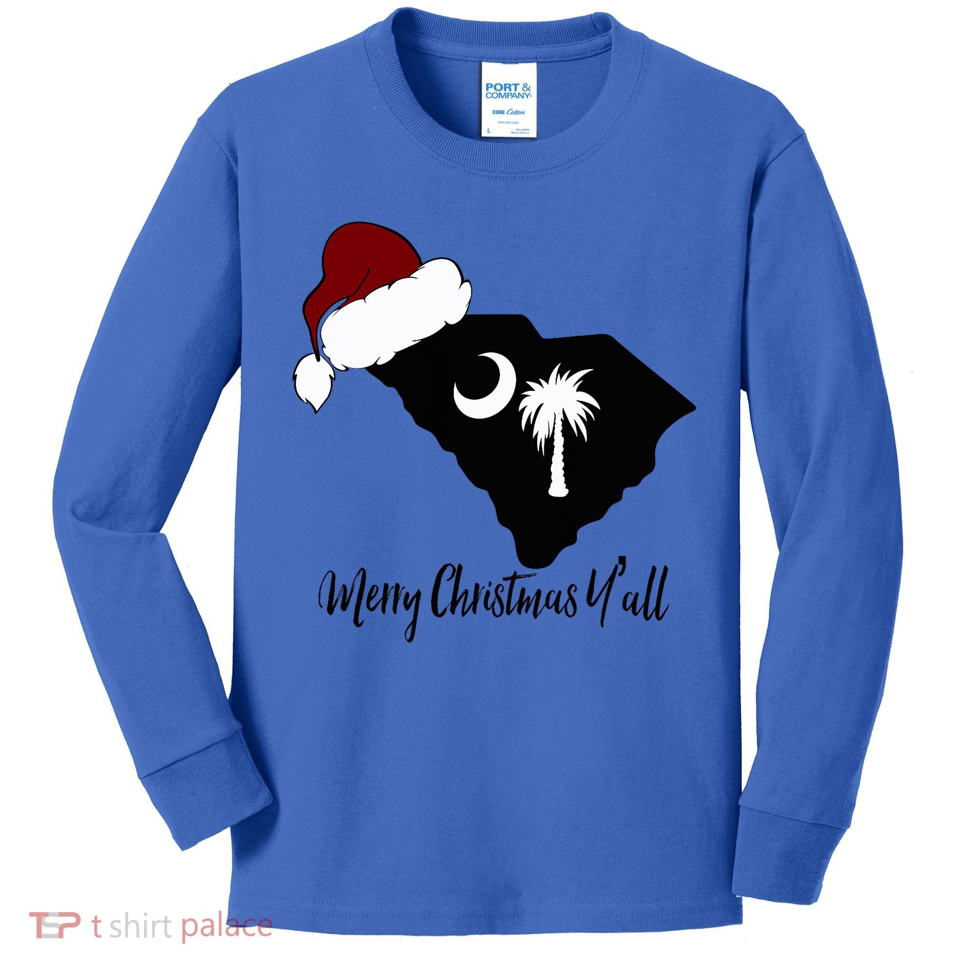 South Carolina Sc Merry Christmas Yall Kids Long Sleeve Shirt