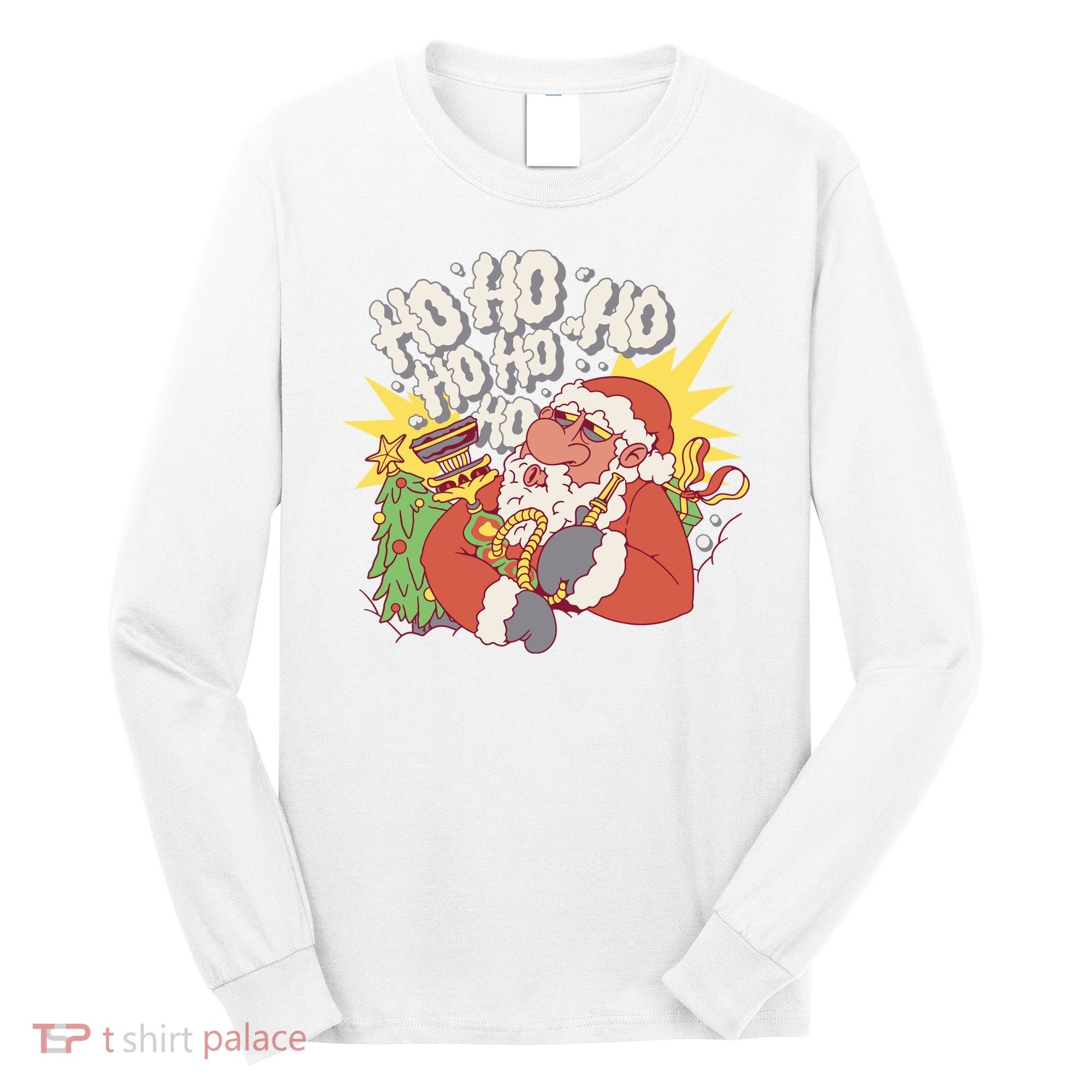 Santa Claus Smoking Hookah Long Sleeve Shirt