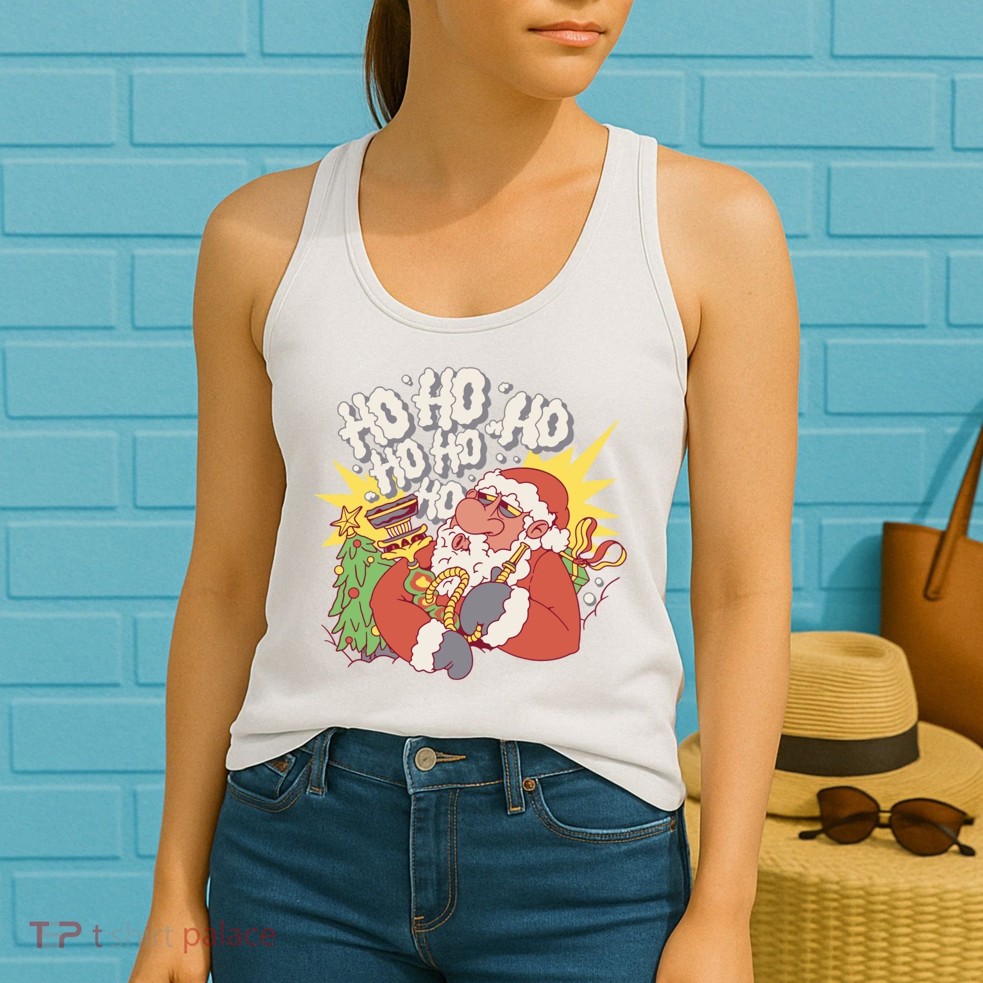 Santa Claus Smoking Hookah Women's Tank Top