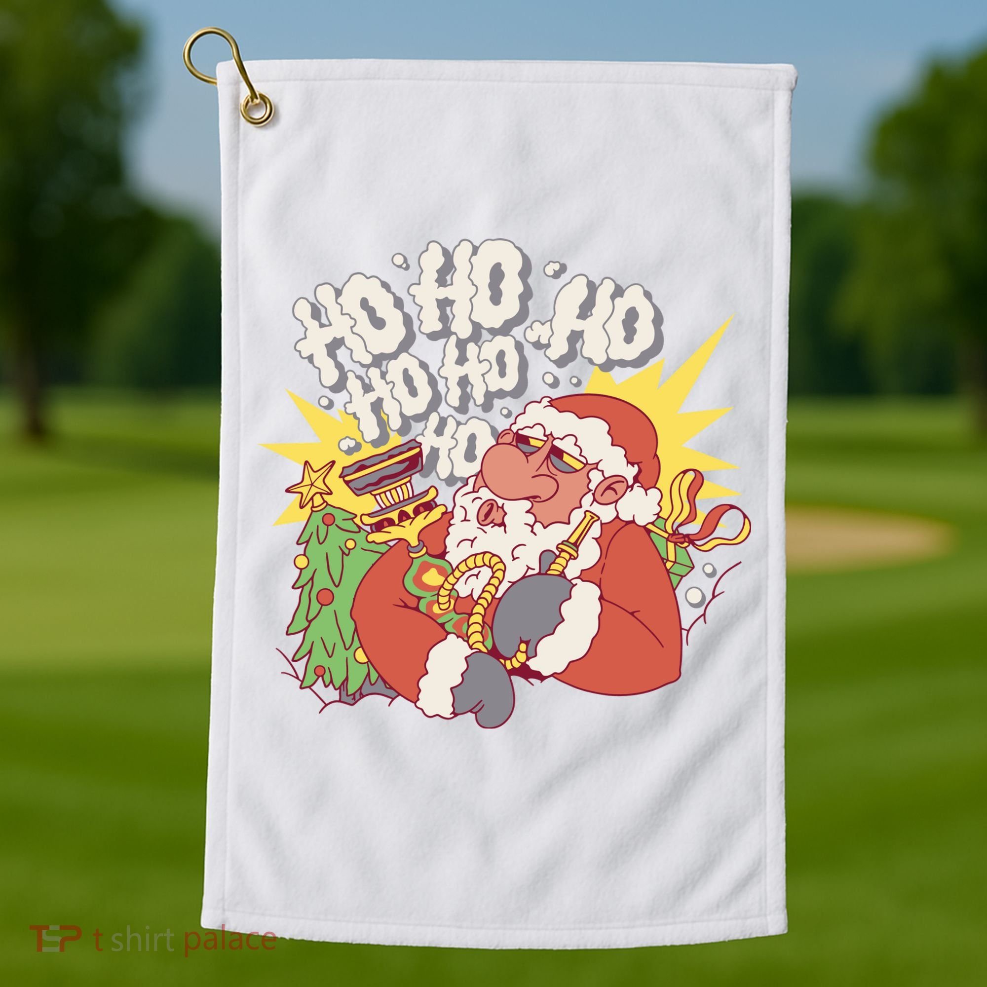 Santa Claus Smoking Hookah Golf Towel