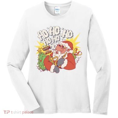 Santa Claus Smoking Hookah Women's Long Sleeve Shirt