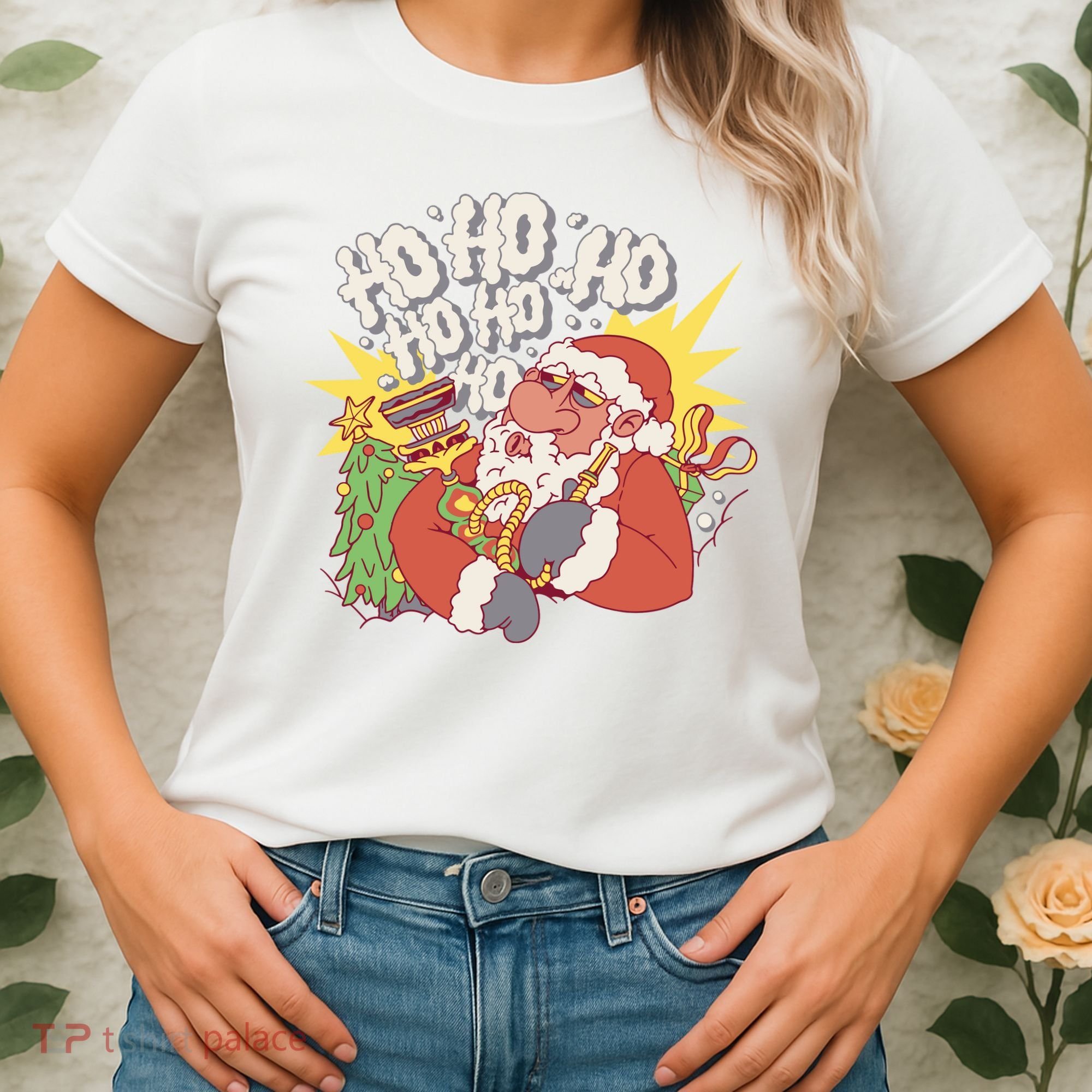 Santa Claus Smoking Hookah Women's T-Shirt